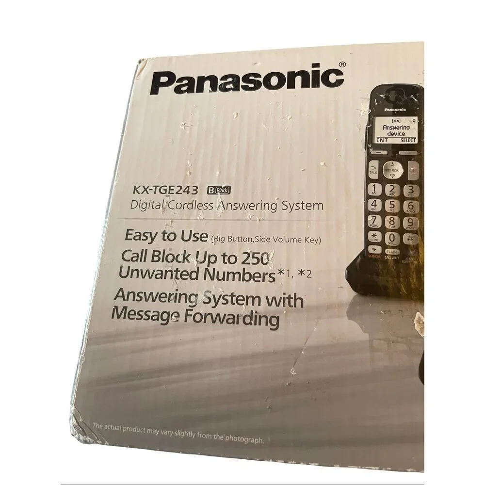 Lot of 3 New Panasonic KX-TGE243B Black Cordless Phone Answering System Handsets